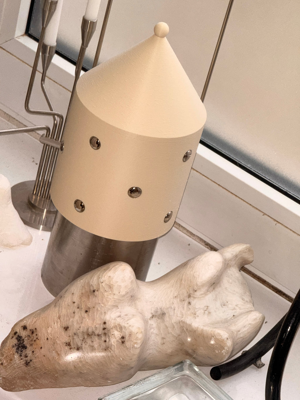 Storage container large with silver dots (butter yellow)
