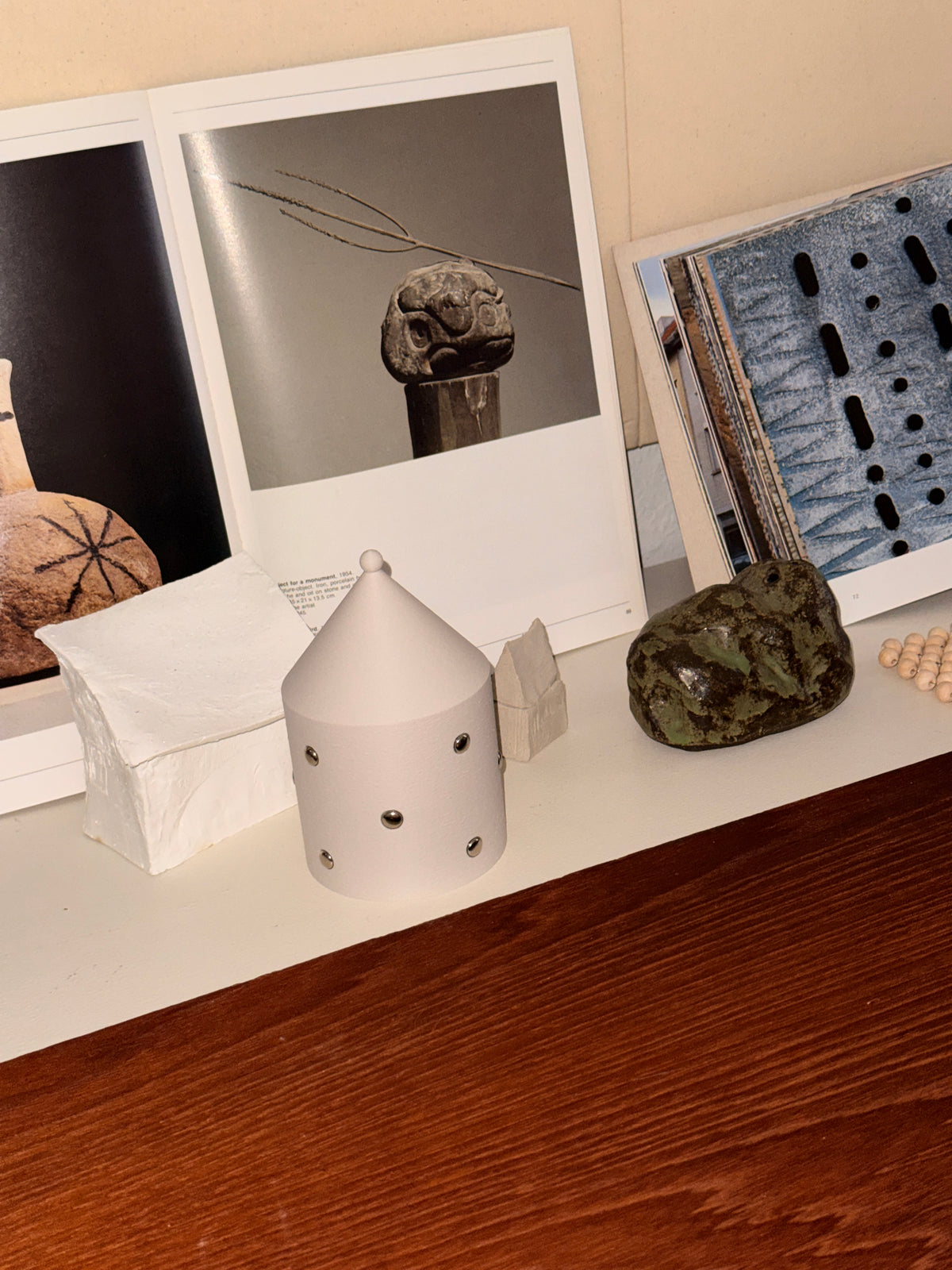 Storage container small with silver dots (taupe)