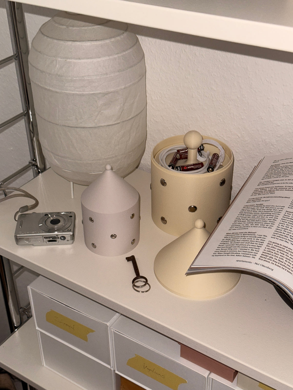 Storage container small with silver dots (taupe)