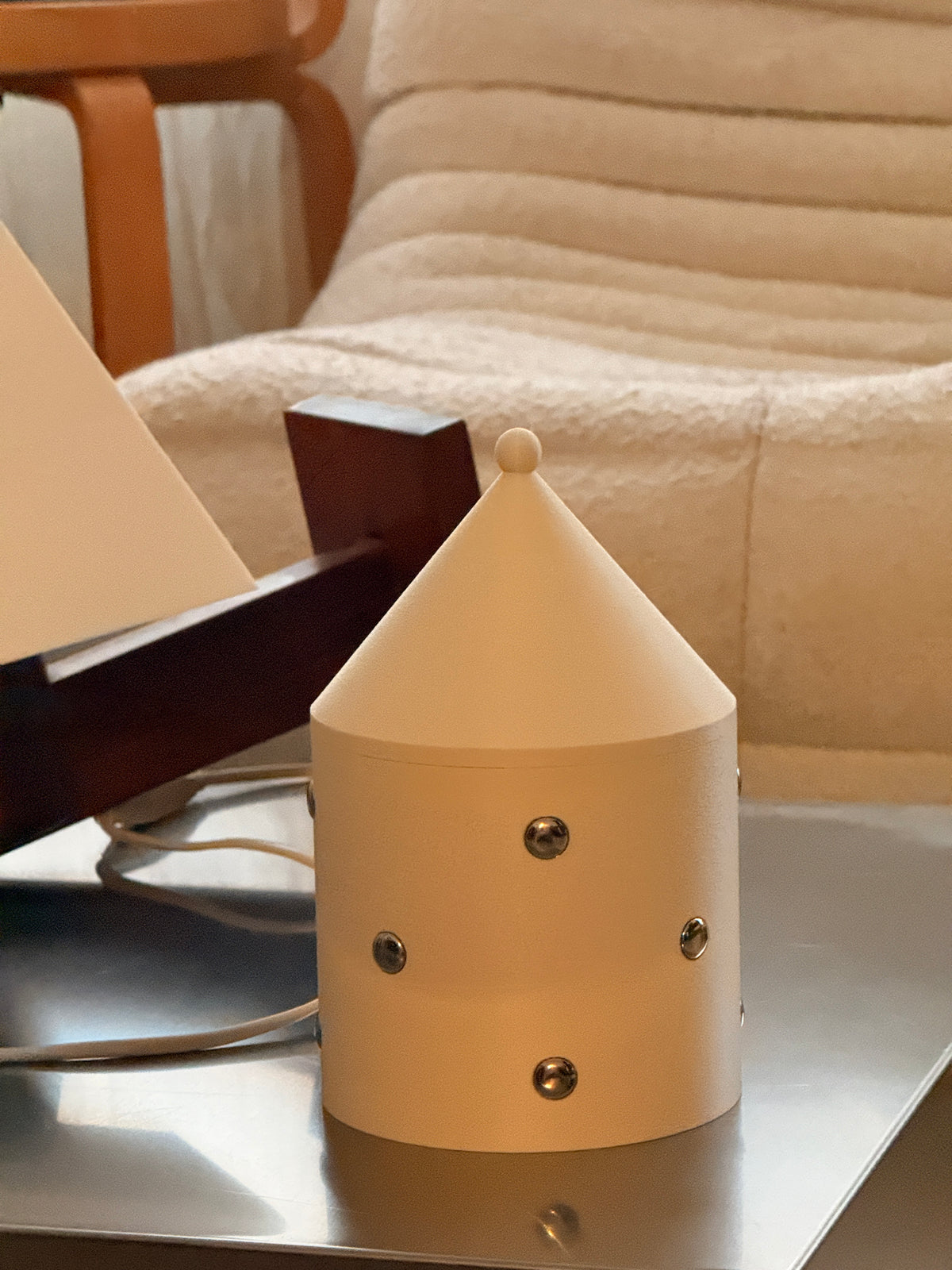 Storage container large with silver dots (butter yellow)